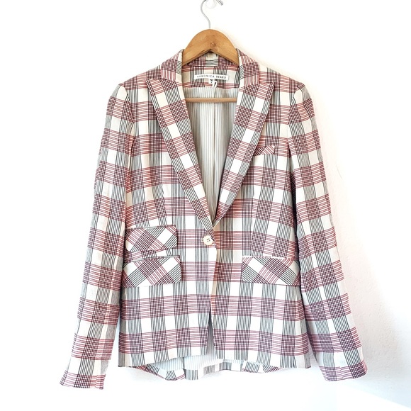 Veronica Beard Jackets & Blazers - Veronica Beard Plaid Linen Blend Blazer